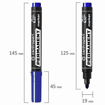 Маркер перманентный CENTROPEN 8566, СИНИЙ, круглый наконечник, 2,5 мм, 5 8566 0106 
