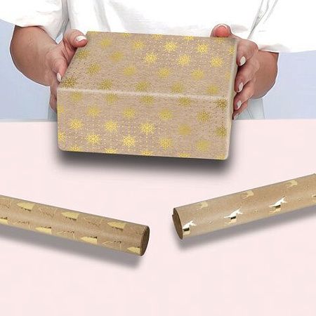 Бумага упаковочная С ЭФФЕКТАМИ новогодняя НАБОР 3 шт. "Winter Kraft", 70х100 см, ЗОЛОТАЯ СКАЗКА, 591936