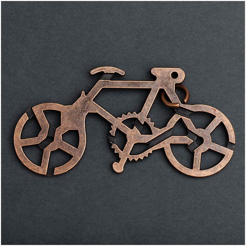 Головоломка металлическая большая ТРИ СОВЫ "Велосипед", 3 уровень сложности 