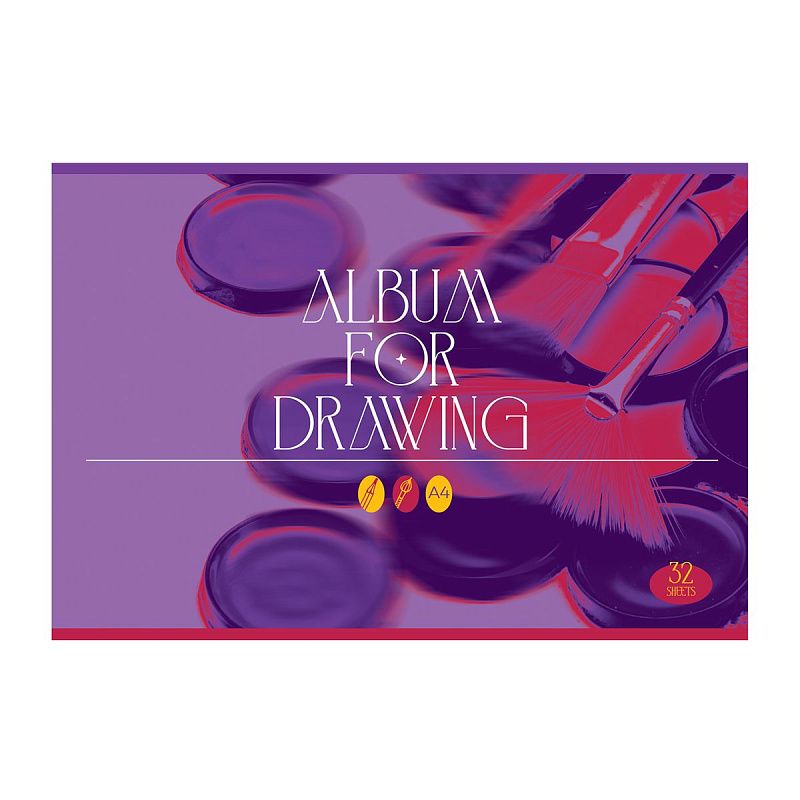 Альбом для рисования 32л., А4, на скрепке BG "Bright Art", эконом