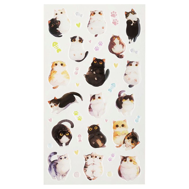 Наклейки гелевые MESHU  "Cute Cat" , 10*23см, инд. уп., европодвес