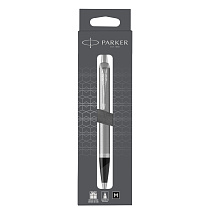 Ручка шариковая Parker "IM Stainless Steel CT" черная, 1,0мм, кнопочн., подарочная упаковка с европодвесом