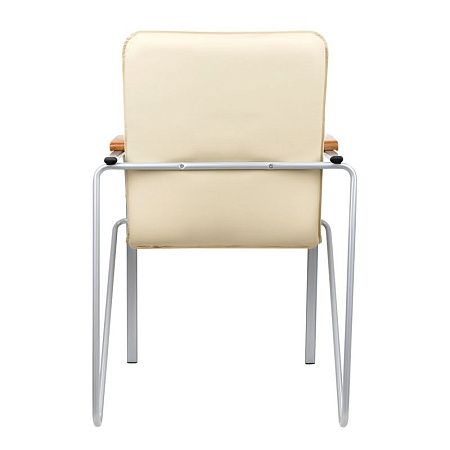 Стул Helmi HL-F03 "Самба", каркас металл алюм., экокожа, бежевый, бук BOX2