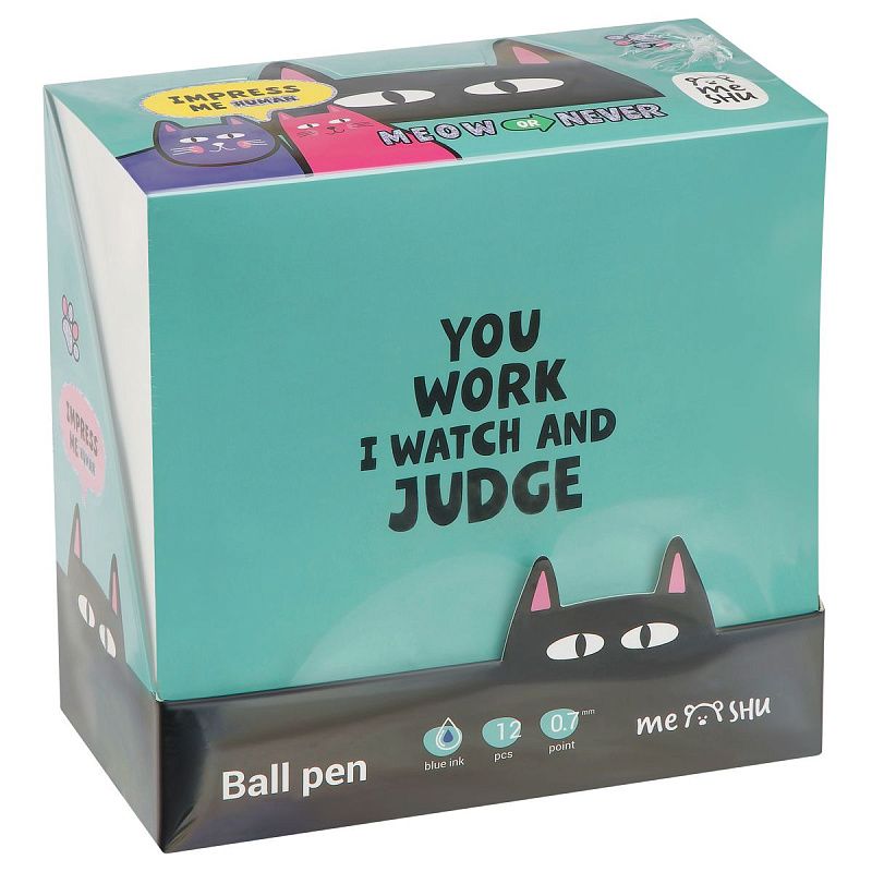 Ручка шариковая автоматическая MESHU "Hypno Cats" синяя, 0,7мм, корпус ассорти 