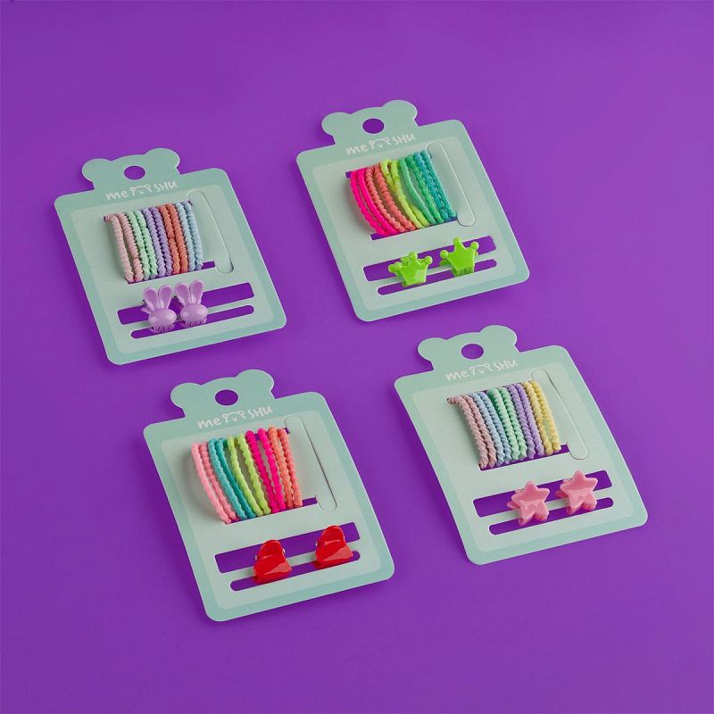 Набор аксессуаров для волос MESHU, резинки 10шт., диаметр 2см, заколки 2шт., 1см,ассорти, европодвес