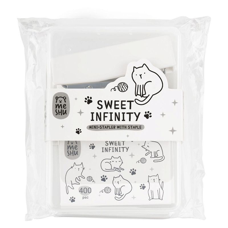 Набор MESHU "Sweet infinity": мини-степлер №24/6 до 20л.; скобы №24/6; пластиковый бокс