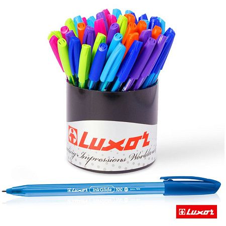 Ручка шариковая Luxor "InkGlide 100 Icy" синяя, 0,7мм, трехгран., корпус ассорти 