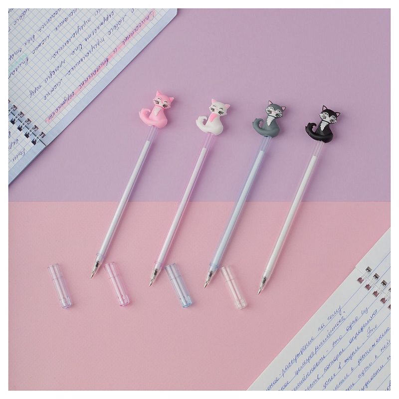 Ручка шариковая MESHU "Purr" синяя, 0,7мм, корпус ассорти 