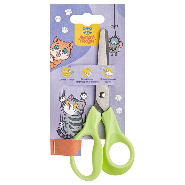 Ножницы детские Мульти-Пульти "Эрго" 14см, трай-ми кард, европодвес