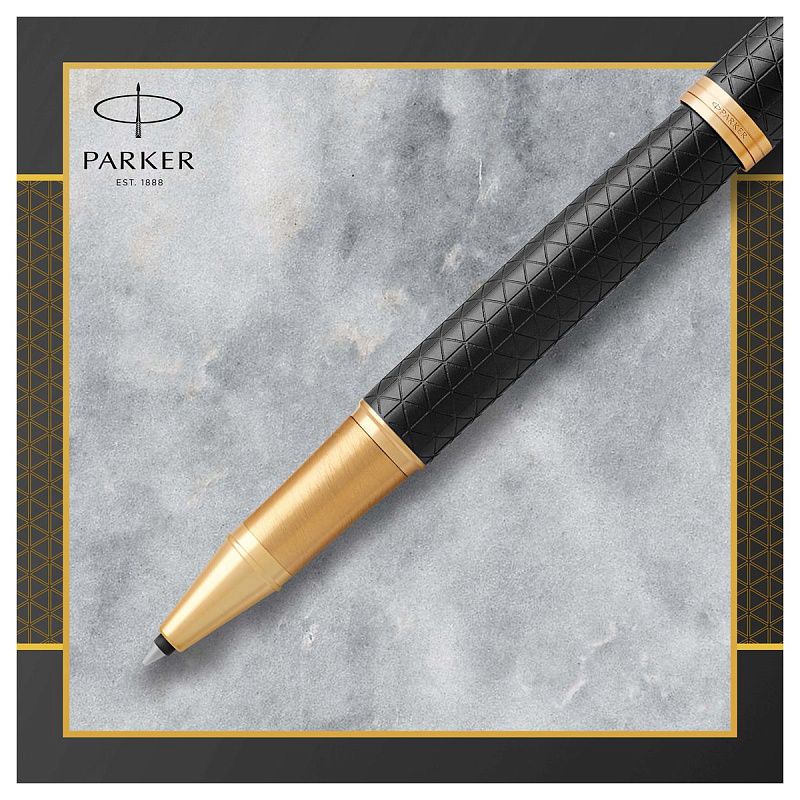 Ручка-роллер Parker "IM Premium Black/Gold GT" черная, 0,8мм, подарочная упаковка 