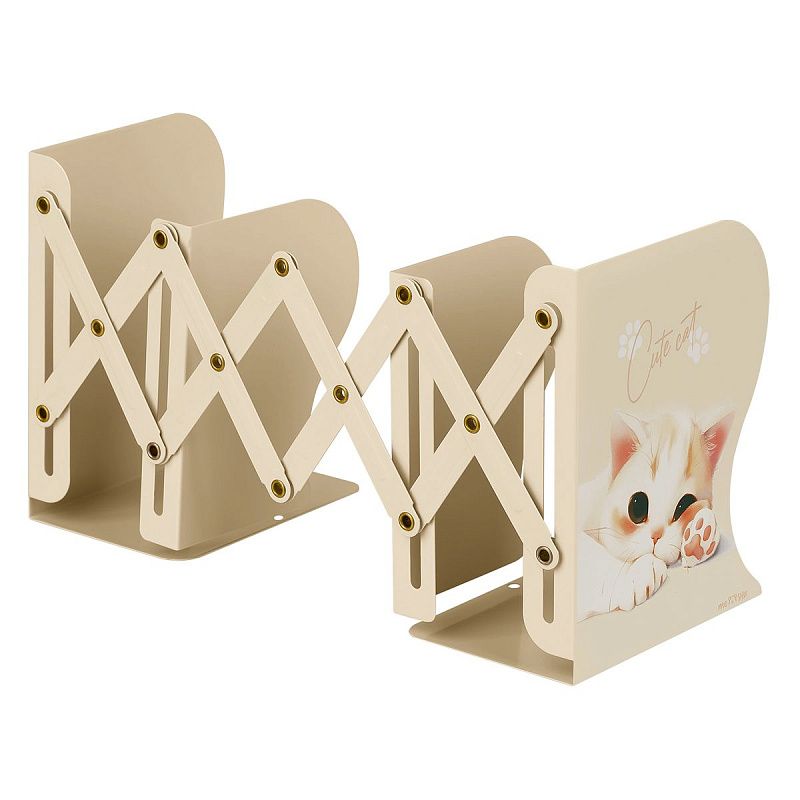 Подставка для книг MESHU "Cute Cat", металлическая, 3 отделения, раздвижная 