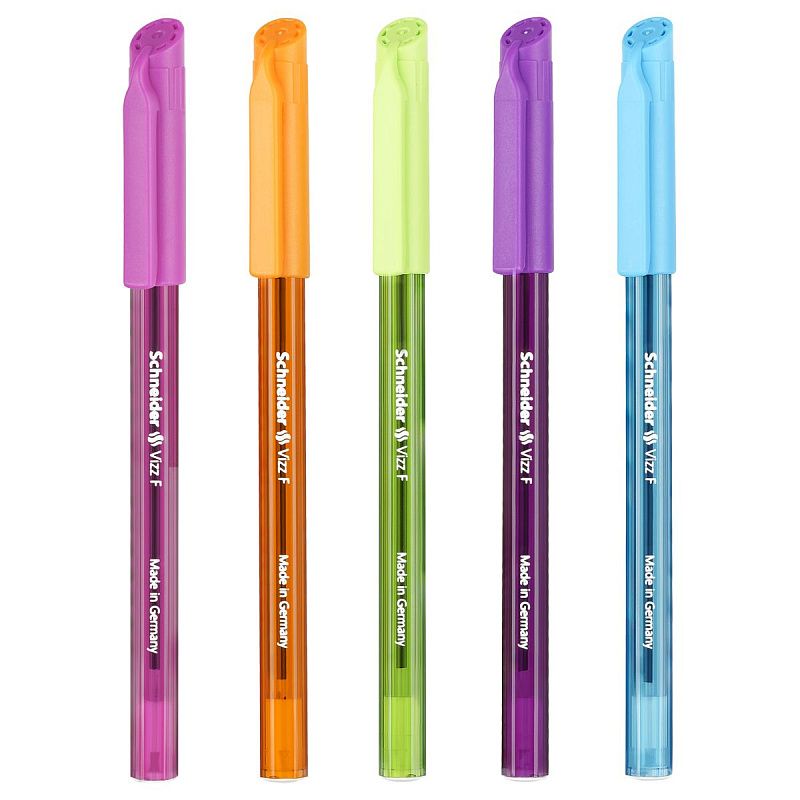 Ручка шариковая Schneider "Vizz F Neon", 10шт, синие, 0,8мм, корпус неон ассорти 