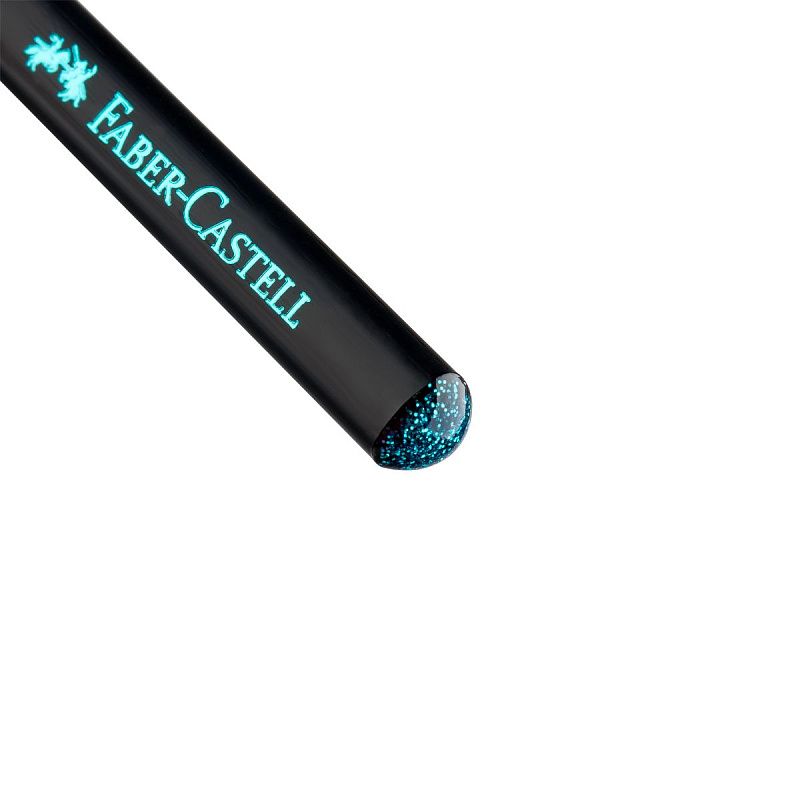 Карандаш ч/г Faber-Castell "Sparkle Black" B, трехгранный, заточен., черный/голубой металлик 