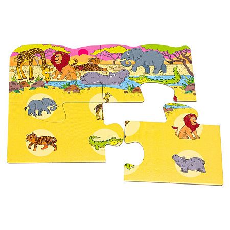 Игра настольная Лото + Пазл "Мир животных", картонная коробка