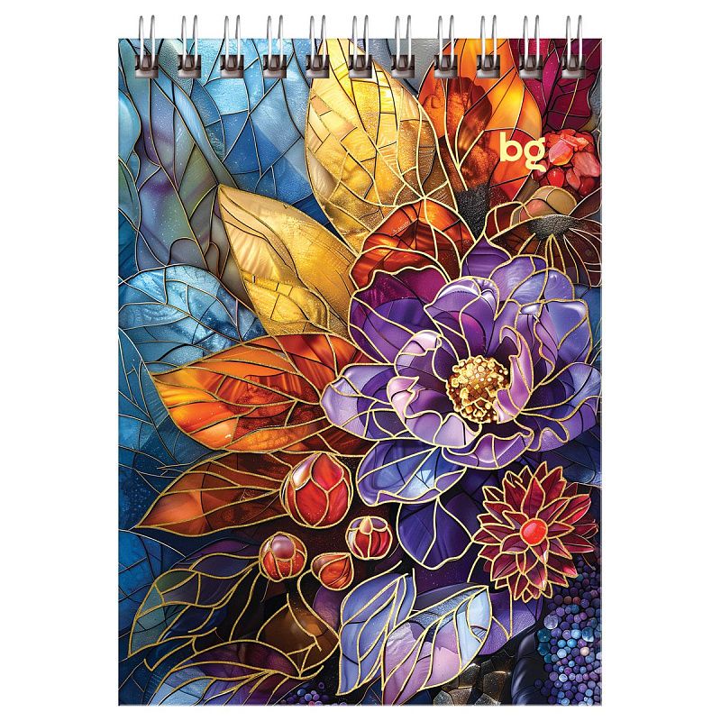 Блокнот А6 80л. на гребне BG "Витраж", глянцевая ламинация, тиснение фольгой, твердая обложка