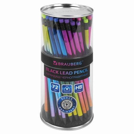 Карандаш чернографитный с ластиком BRAUBERG "GRADE Metallic", 1 шт., HB, трехгранный, 182000 