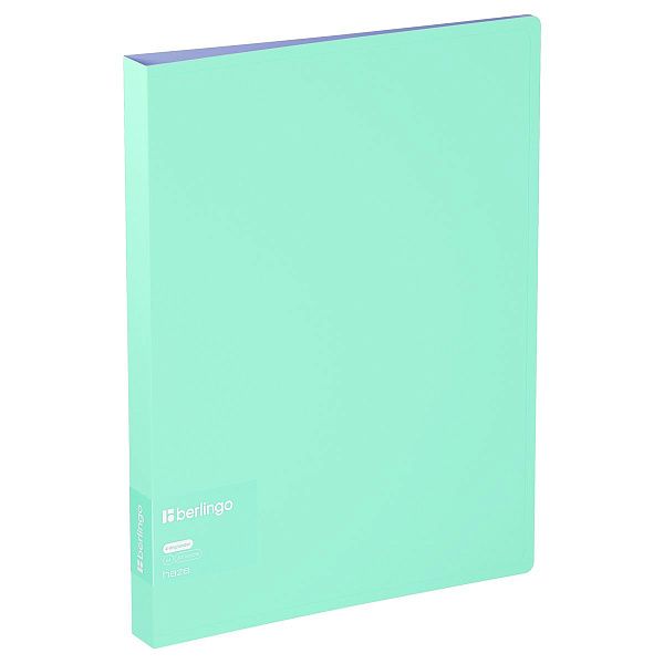 Папка на 4 кольцах Berlingo "Haze" A4, 24мм, 600мкм, D-кольца, с внутр. карманом, мятная, софт-тач
