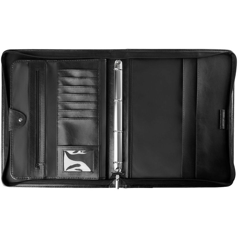 Папка деловая OfficeSpace "Astra" имп. кожзам, на молнии, кольц. зажим, с ручкой 