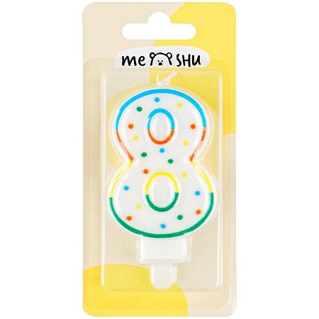 Свеча для торта с держателем MESHU "Цифра 8", 8,5см, блистер