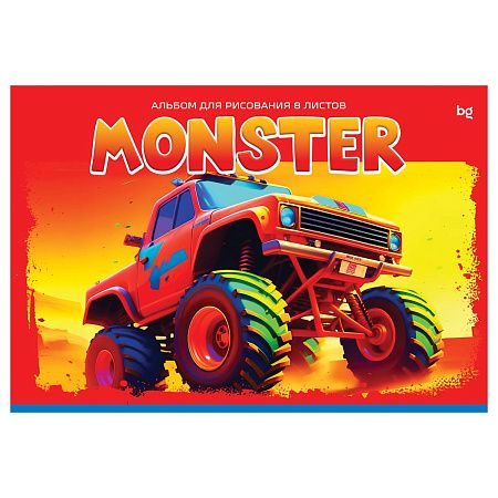 Альбом для рисования 08л., А4, на скрепке BG "Monster"