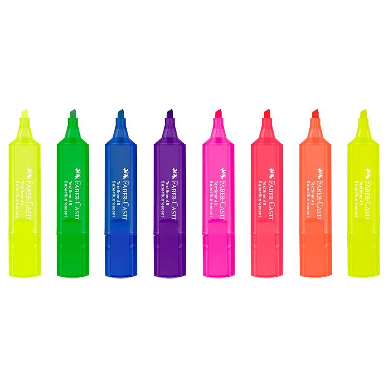Набор текстовыделителей Faber-Castell "46 Superfluorescent" 7 флуоресцентных цв., 8шт., 1-5мм, картон. уп. 