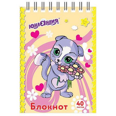 Блокнот МАЛЫЙ ФОРМАТ (75х105 мм) А7, 40 л., гребень, картон, клетка, ЮНЛАНДИЯ, "МУЛЬТЯШКИ", 129860