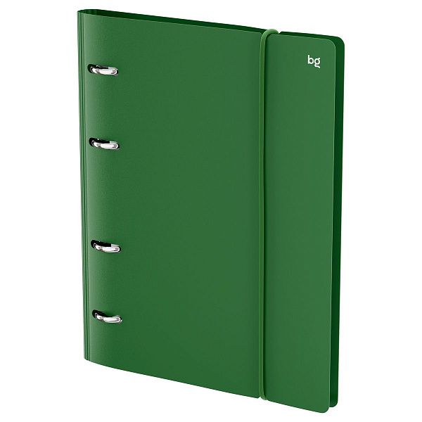 Тетрадь на кольцах А5, 120л., BG "Base", пластиковая обложка, зеленый, с резинкой