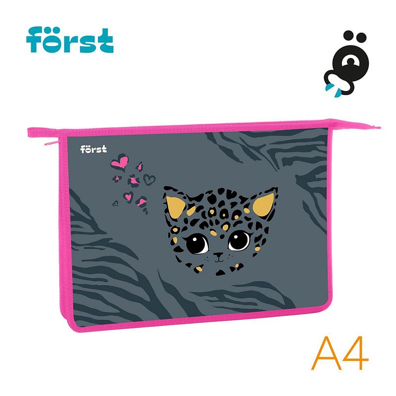 Папка для тетрадей 1 отделение, А4 Först "Little leo", 340*245*40мм, пластик, на молнии 