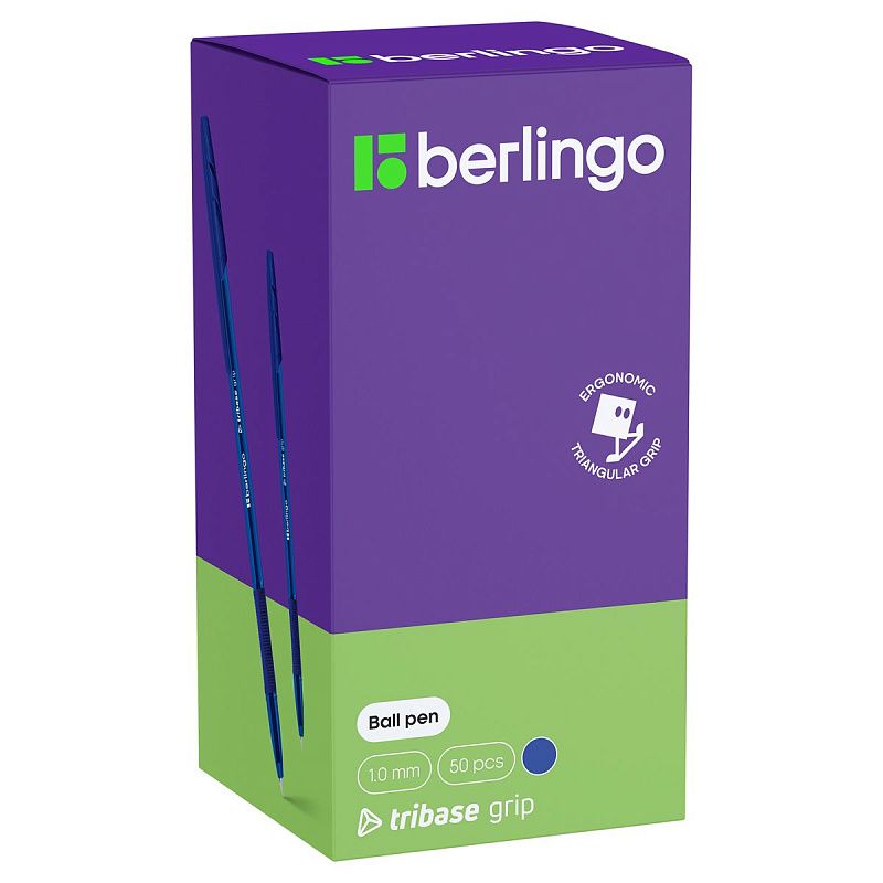 Ручка шариковая Berlingo "Tribase grip" синяя, 1,0мм, грип 