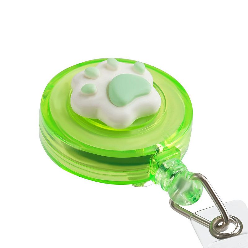 Держатель-рулетка для бейджей MESHU с топпером "Лапка", 75см, петелька, клип, ассорти, блистер