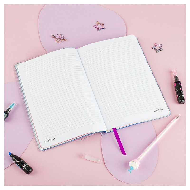 Записная книжка А5 80л., ЛАЙТ, кожзам, MESHU "Magic world", съемная пластиковая обложка, глиттер, голография, блок в линию