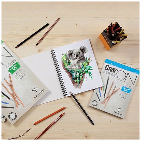 Скетчбук - блокнот 50л., А5 Clairefontaine "Cray ON", на склейке, мелкозерн., 120г/м2