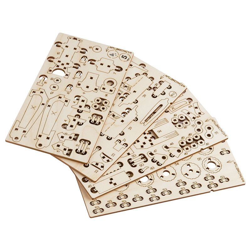 Конструктор деревянный ТРИ СОВЫ "Автогрейдер", 15,5*5*5,5см, 108 деталей, пакет с еврослотом 