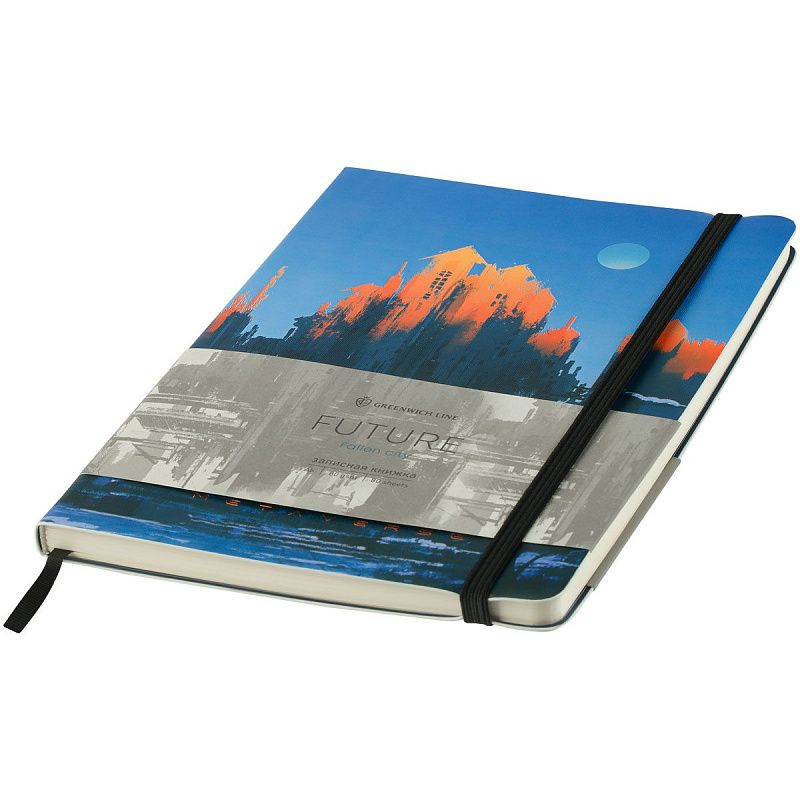 Записная книжка А5 80л. ЛАЙТ, кожзам, Greenwich Line "Future. Fallen city", с резинкой, тиснение фольгой, блок в линию