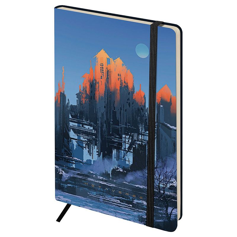 Записная книжка А5 80л. ЛАЙТ, кожзам, Greenwich Line "Future. Fallen city", с резинкой, тиснение фольгой, блок в линию