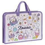 Папка с ручками А4 ArtSpace "Kawaii", пластик, на молнии, 40мм