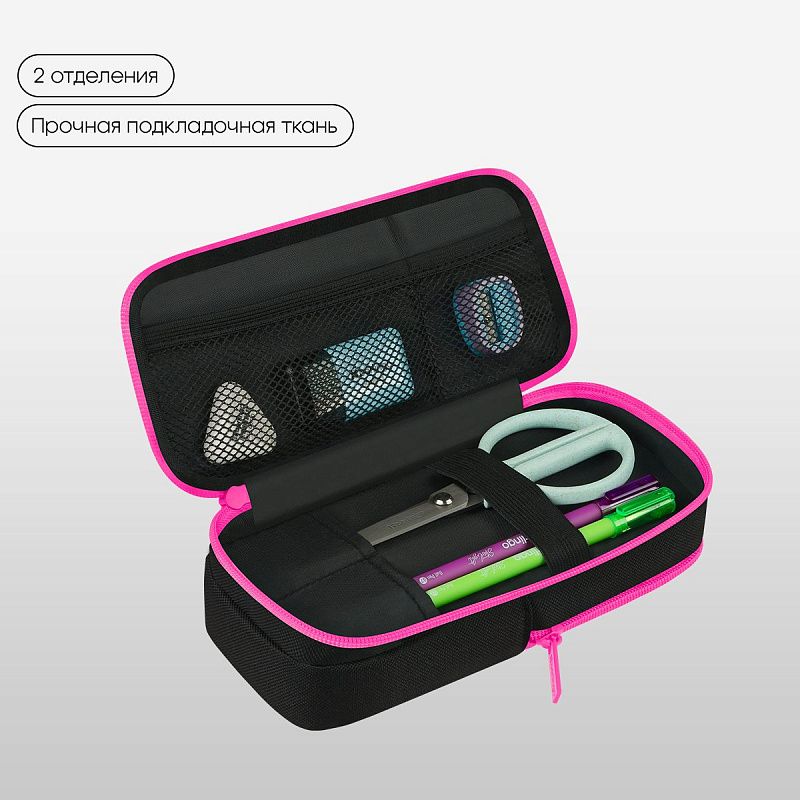 Пенал 2 отделения, 205*80*55 Berlingo "Never or ever", полиэстер, внутренний органайзер, магнит 