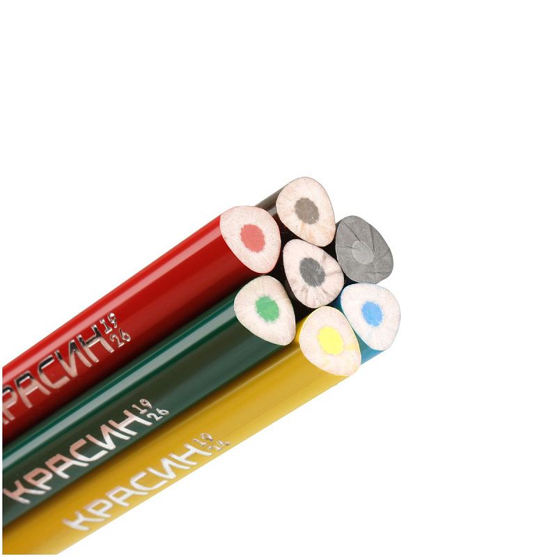 Карандаши цветные пластиковые Красин "Эволюция", 06цв.+1 ч/г HB, заточен., картон, европодвес