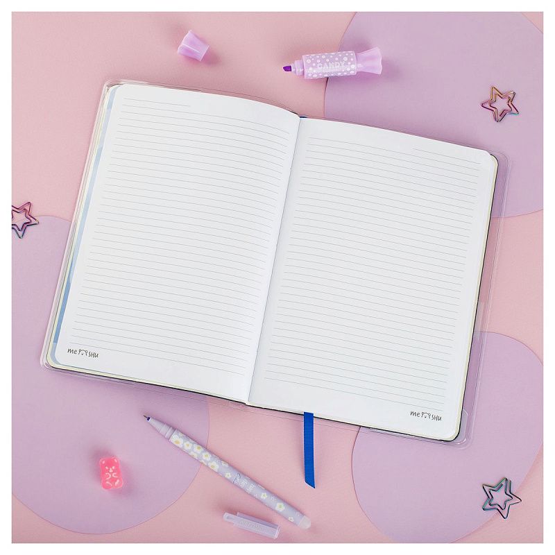 Записная книжка А5 80л., ЛАЙТ, кожзам, MESHU "Cutestar", съемная пластиковая обложка с дизайном, пантон, белила, блок в линию