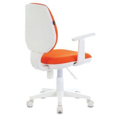Кресло BRABIX "Fancy MG-201W", с подлокотниками, пластик белый, оранжевое, 532410, MG-201W_532410