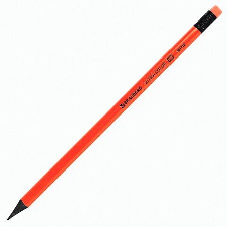 Набор карандашей чернографитных BRAUBERG "ULTRA COLOR" 12 шт., HB, с ластиком, пластиковые, 181710 