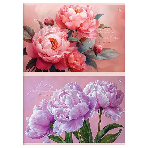 Альбом для рисования 24л., А4, на скрепке BG "Пионы"