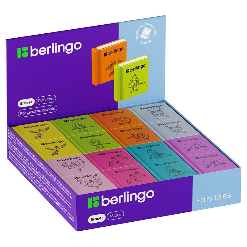 Ластик Berlingo "Fairy Tales", термопластичная резина, цвета ассорти, 28*25*7мм 