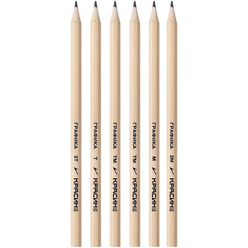 Набор карандашей ч/г Красин "Графика", 6шт., 2H-2B, заточен., пакет, европодвес 