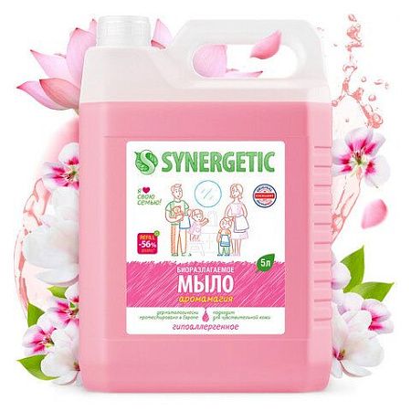Мыло жидкое 5 л SYNERGETIC, "Аромамагия" гипоаллергенное, биоразлагаемое, ЭКО, 105504 