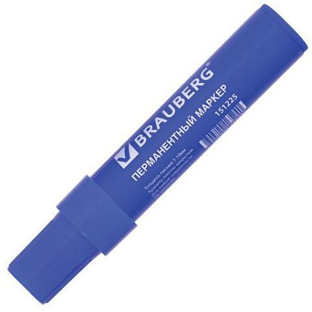Маркер перманентный BRAUBERG "JUMBO", СИНИЙ, ШИРОКАЯ ЛИНИЯ ПИСЬМА, скошенный наконечник, 3-10 мм, 151225 