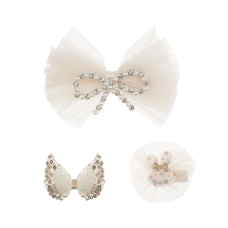 Заколки для волос MESHU с топперами, 3шт., бежевый, европодвес