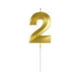 Свеча для торта с держателем MESHU "Цифра "2", 7см, золотая, блистер
