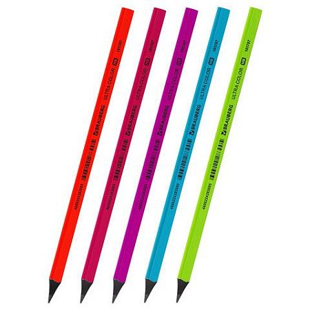 Карандаш чернографитный BRAUBERG "ULTRA COLOR", 1 шт., HB, пластиковый, 181707 