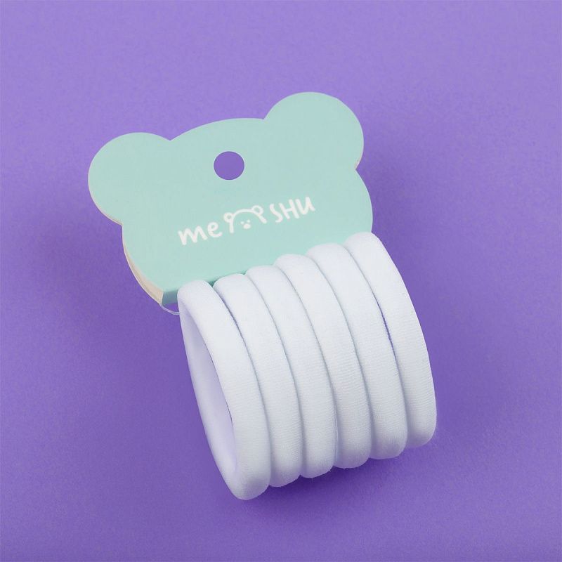 Резинки для волос MESHU "Essence", белые, 6шт., диаметр 4см, европодвес